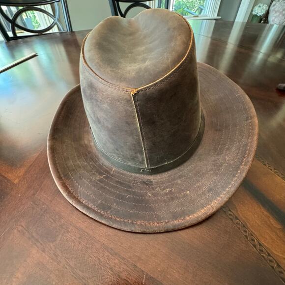Henschel Hat Company USA HH Brown Leather Western Cowboy Hat Size Large - Picture 4 of 9